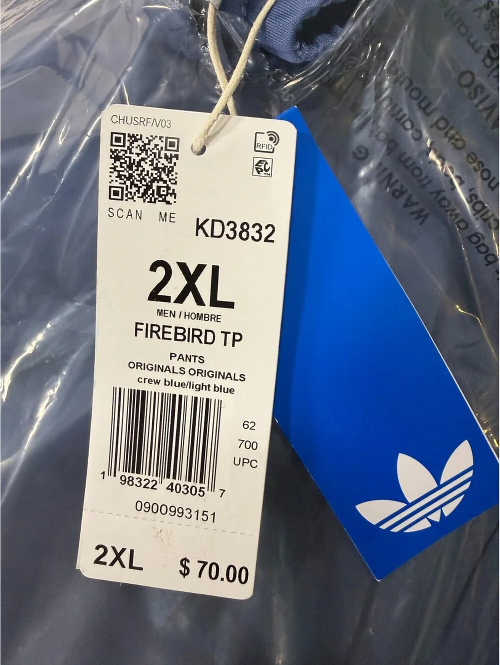 Adidas Originals Firebird Suit Jacket & Pants CREW BLUE White Men's 2XL XXL